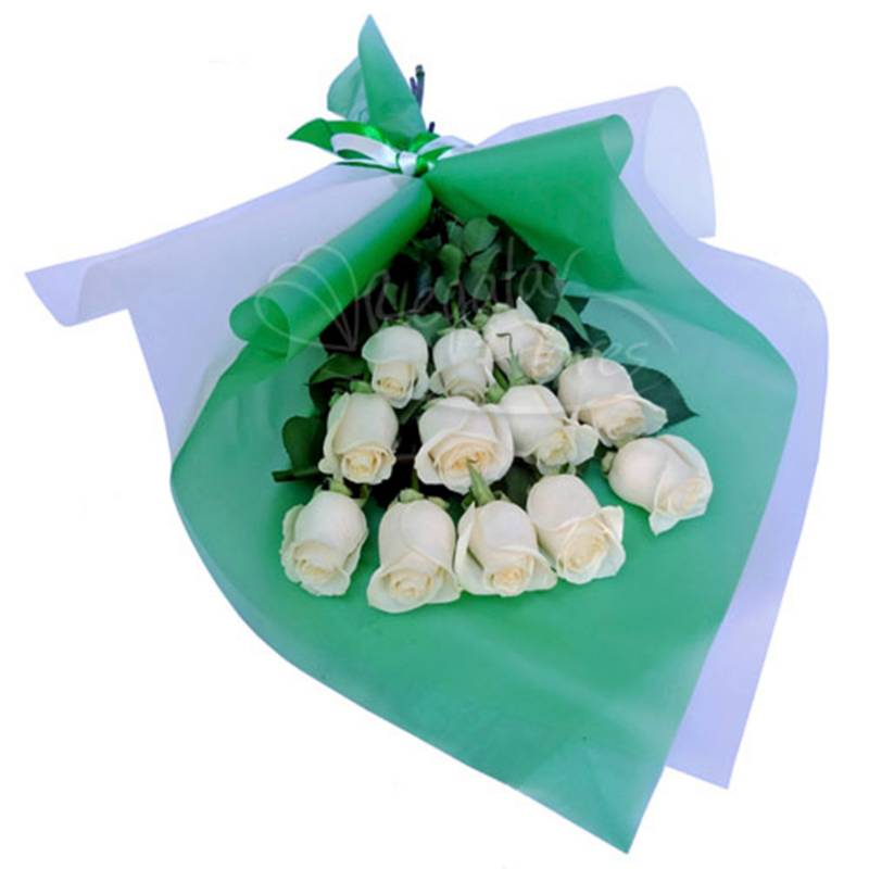 REGALAR FLORES - Flores Ramo 12 Rosas Blancas Regalar Flores