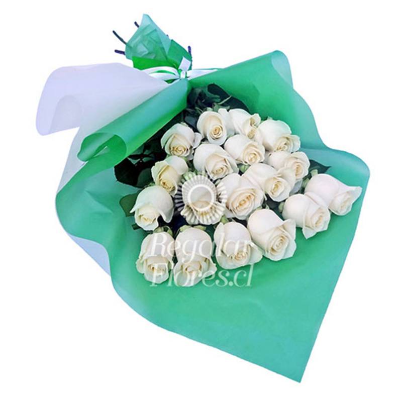 REGALAR FLORES - Ramo 18 Rosas Blancas Regalar Flores