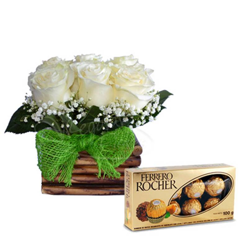 REGALAR FLORES - Flores Arreglo 9 Rosas + Bombones Ferrero Regalar Flores