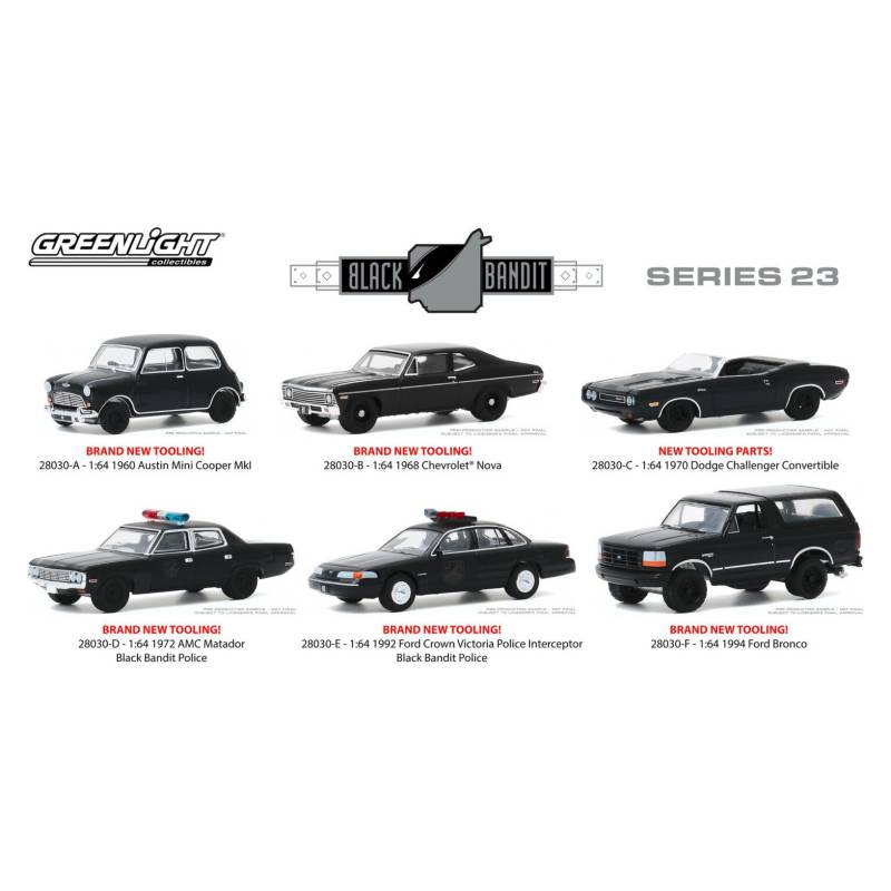 GREENLIGHT - 6 Autos Escala 1:64 Black Bandit Series 23