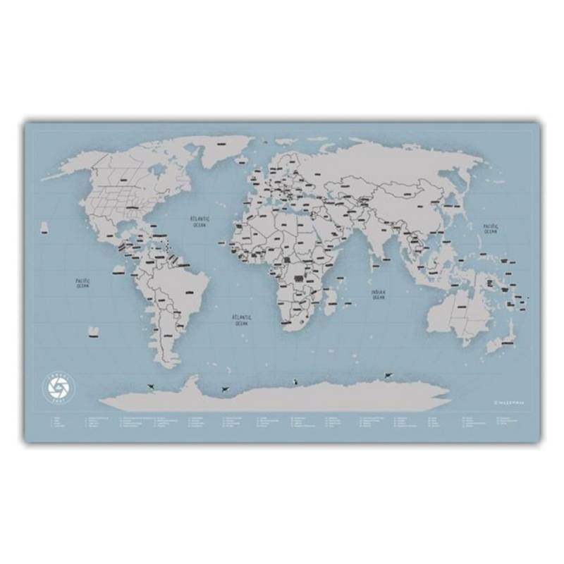 TRAVELSHOT - Mapa Del Mundo Scratch Plateado Con Realida Aument