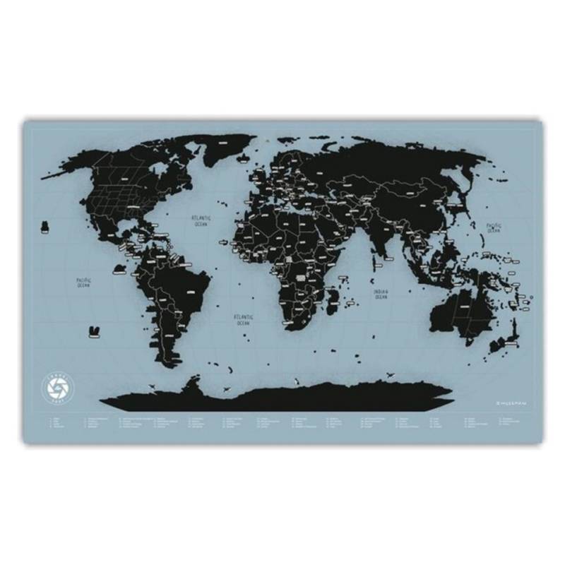 TRAVELSHOT - Mapa Del Mundo Scratch Negro Con Realida Aumentada