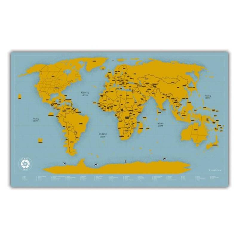TRAVELSHOT - Mapa Del Mundo Scratch Dorado Con Realida Aumentad