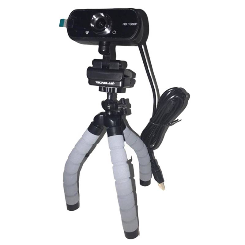 TECNOLAB - Camara Webcam Sala Híbrida 1080P USB Mini Tripode