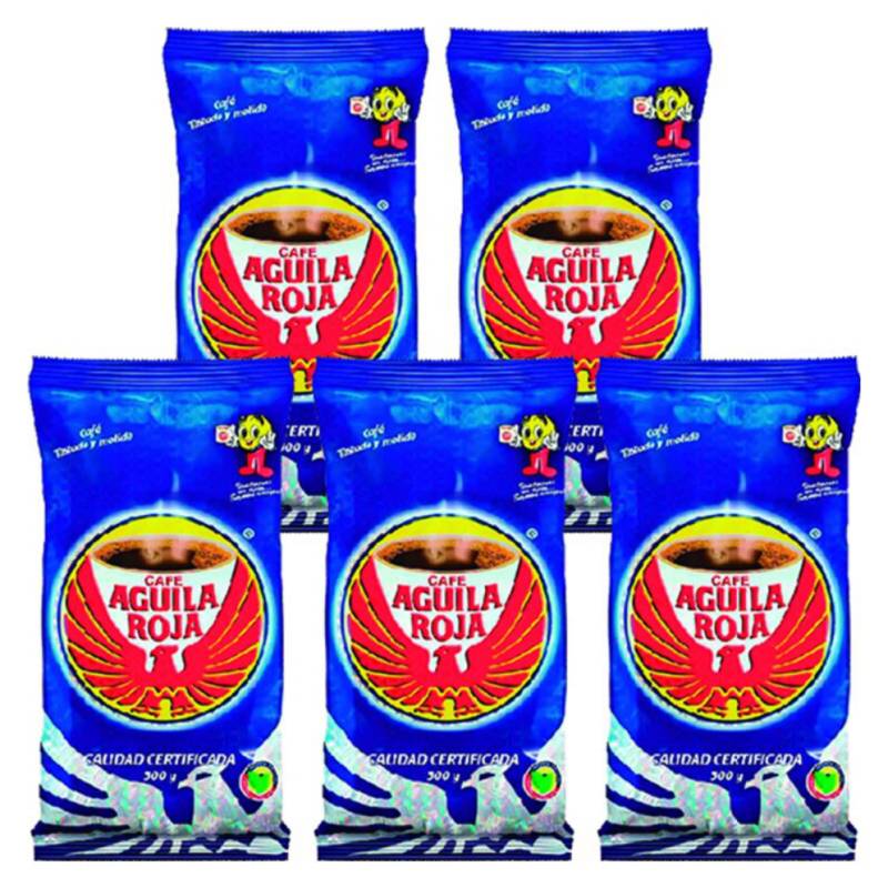 AGUILA ROJA Pack 5 un. Café Aguila Roja Tostado Molido 500 gr |  