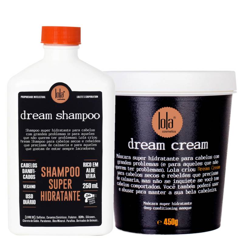 LOLA COSMETICS - Set Hidro Recontructor Dream Cream Shampoo Hidratante 250 ml + Máscara Súper Hidratante 450 Gr Lola Cosmetics
