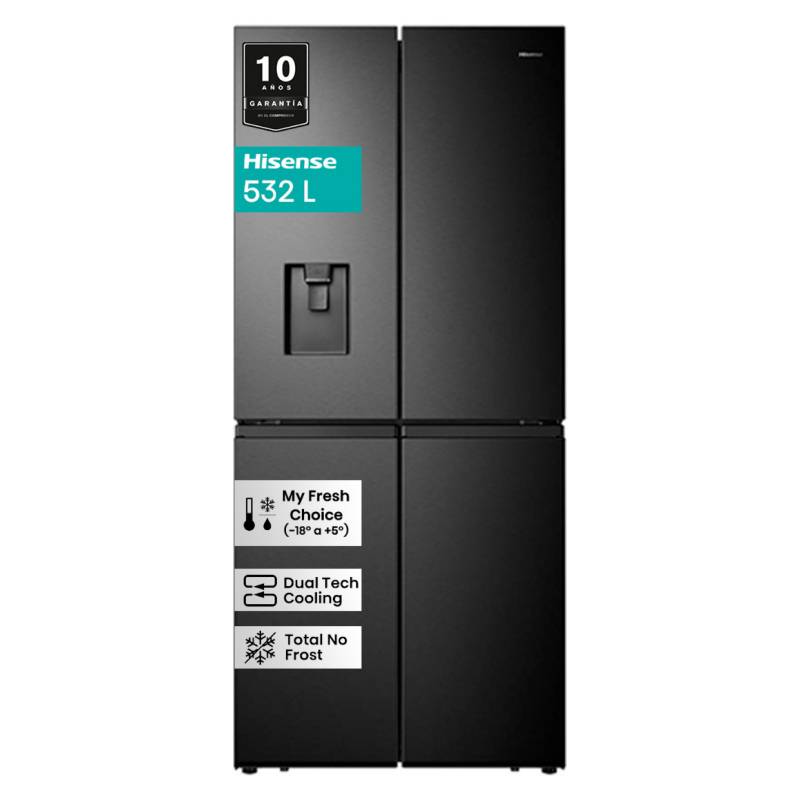 HISENSE - Refrigerador Side by Side Negro 432 LT French Door No Frost RQ-56WCD Hisense