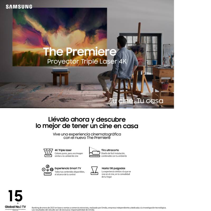 Proyector Samsung LSP9T The Premiere, 130, 4K, Smart TV, color Blanco