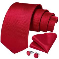 SONEC FASHION - Set Corbata Hombre Paño Colleras. Rojo Classic