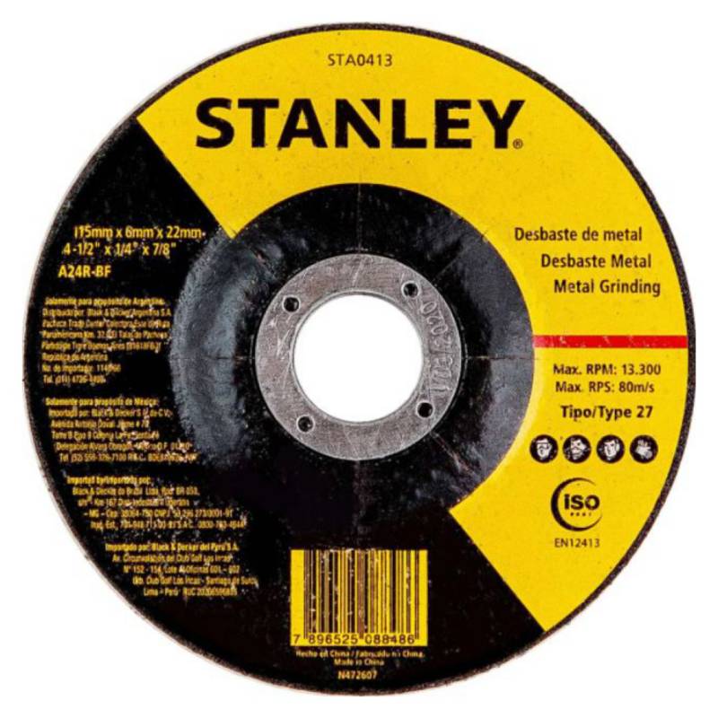 STANLEY - Disco desbaste metal 4,5" eje 7/8" STA0413