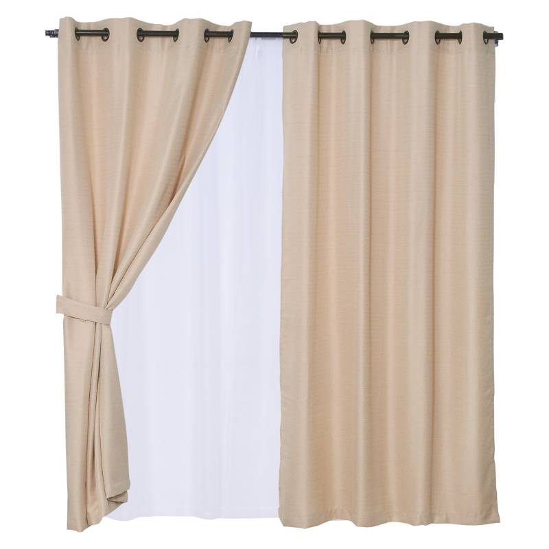 MASHINI Cortinas 8 Piezas Argolla 140X220 Beige | falabella.com