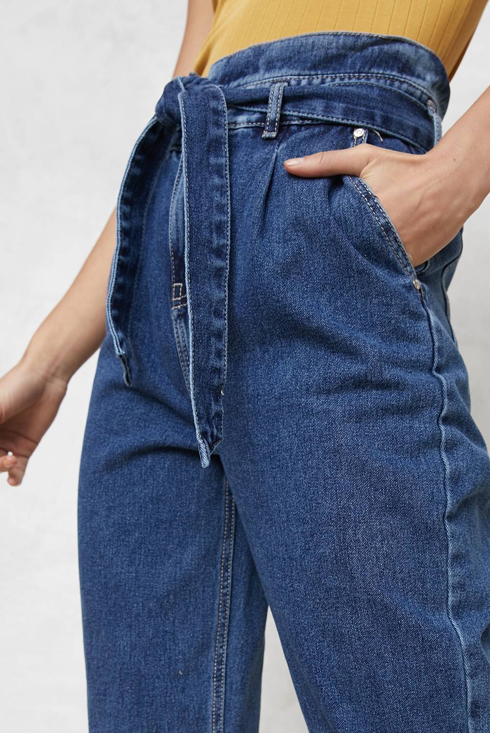 BASEMENT - Jeans Paperbag Tiro Alto Mujer