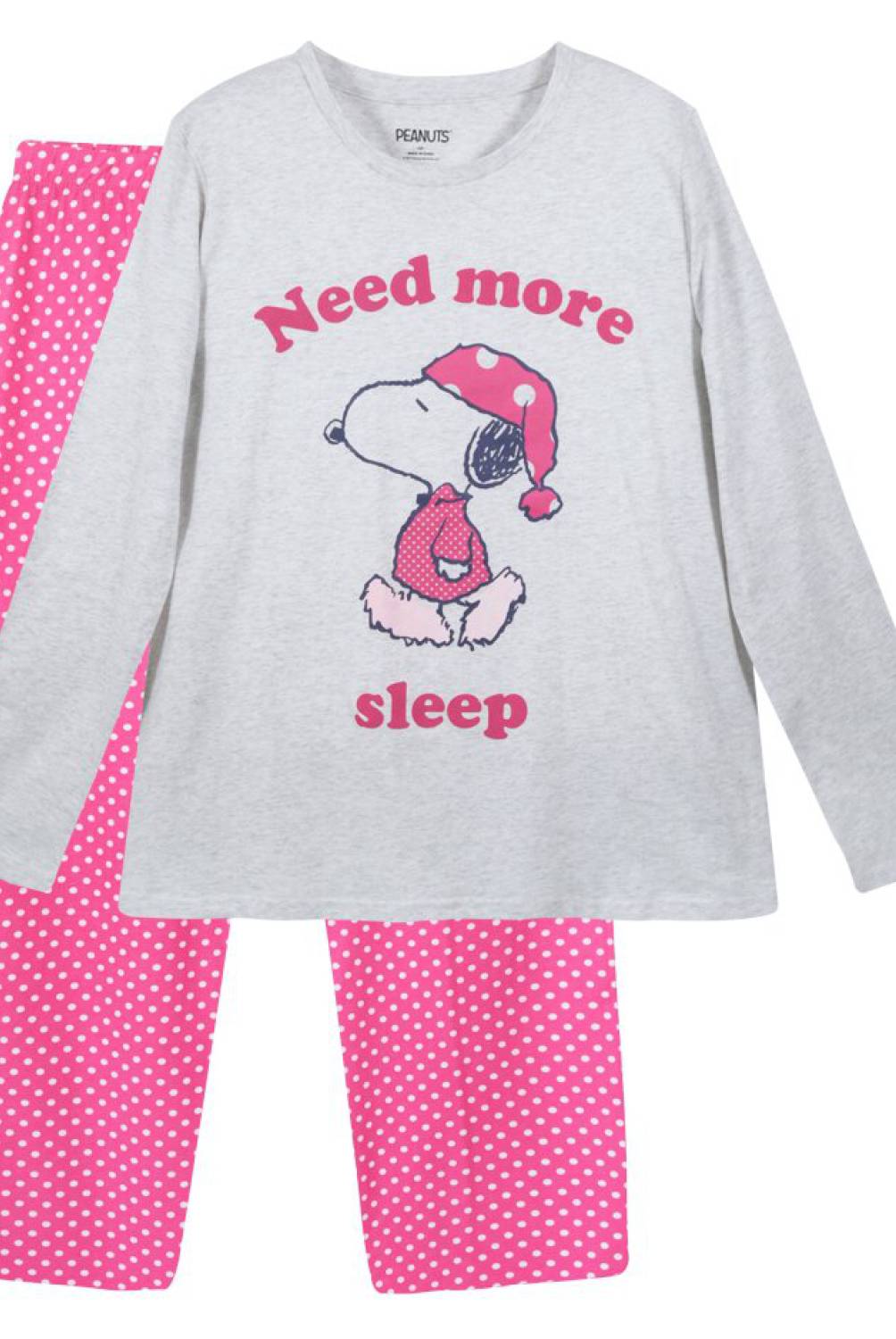 SNOOPY - Pijama Ll Mujer Sleep Gris Snoopy