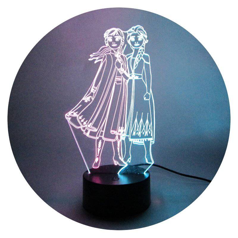 3DILUTION - Lámpara 3D Princesa Elsa Y Ana Frozen Dual Negra