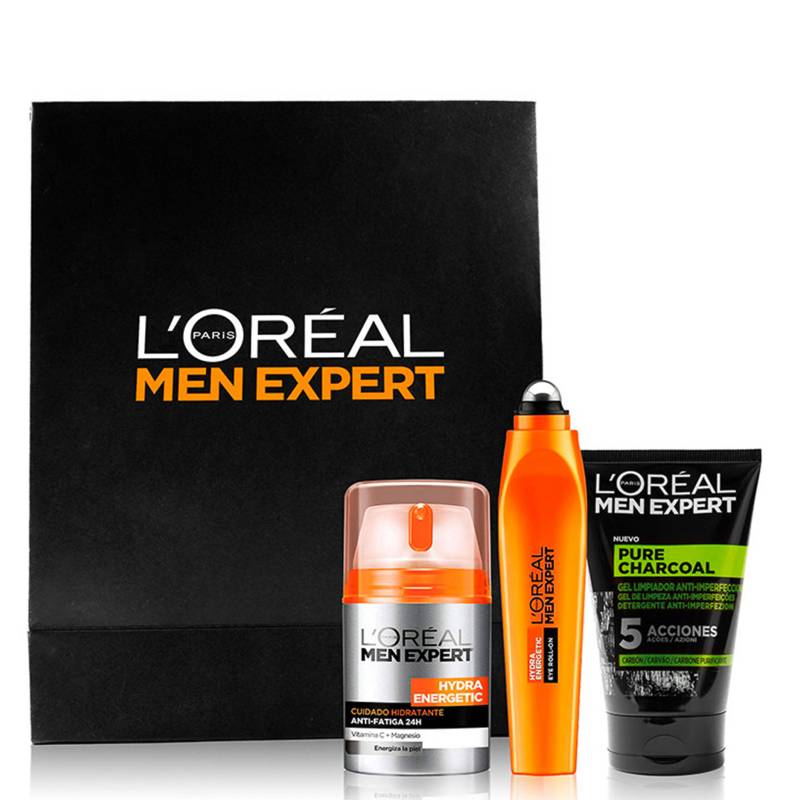 MEN EXPERT - Pack Hydra Energetic Men Expert: Crema Hidratante, Roll On Ojos y Pure Charcoal