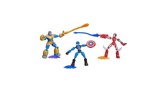 Marvel Avengers Bend and Flex - Iron Man, Capitán América y Thanos - Set triple - Incluye 3 figuras y 9 accesorios