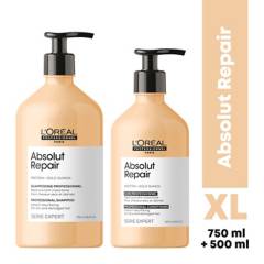 LOREAL PROFESSIONNEL - Set Capilar XL Reparación Profunda Absolut Repair Serie Expert Shampoo 750 Ml + Acondicionador 500 ml