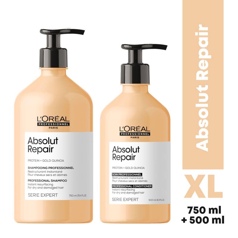 LOREAL PROFESSIONNEL - Set Capilar Xl Reparación Profunda Absolut Repair Serie Expert Shampoo 750 Ml + Acondicionador 500 Ml L`Oreal Professionnel