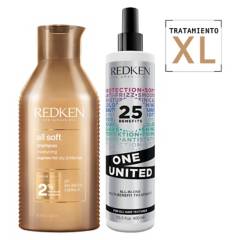 REDKEN - Set XL Shampoo Hidratación All Soft 500ml + Spray Multi-beneficios One United 400ml Redken