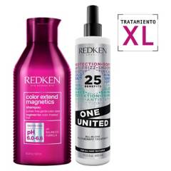 REDKEN - Set XL Shampoo Protección Color Extend Magnetics 500ml + Spray Multi-beneficios One United 400ml Redken