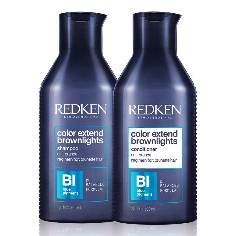 REDKEN - Set Tonalización Cabellos Castaños Color Extend Brownlights Shampoo 300 ml + Acondicionador 300 ml