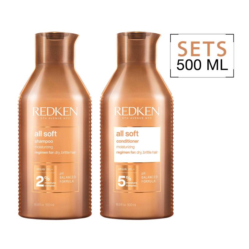 REDKEN - Tratamiento Capilar Hidratación Cabello Seco All Soft Shampoo 500Ml + Acondicionador 500Ml Redken