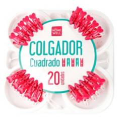 HOMEWELL - Colgador Pulpo Cuadrado Rojo x20