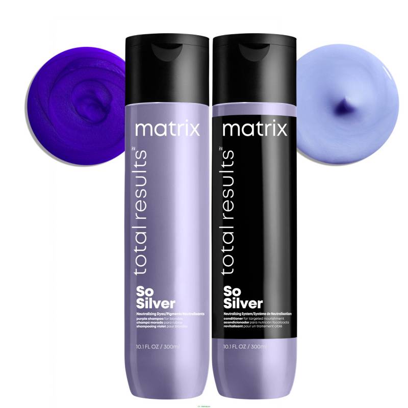 MATRIX - Set Matizador Rubios-Grises So Silver Shampoo Violeta 300 ml + Acondicionador 300 ml