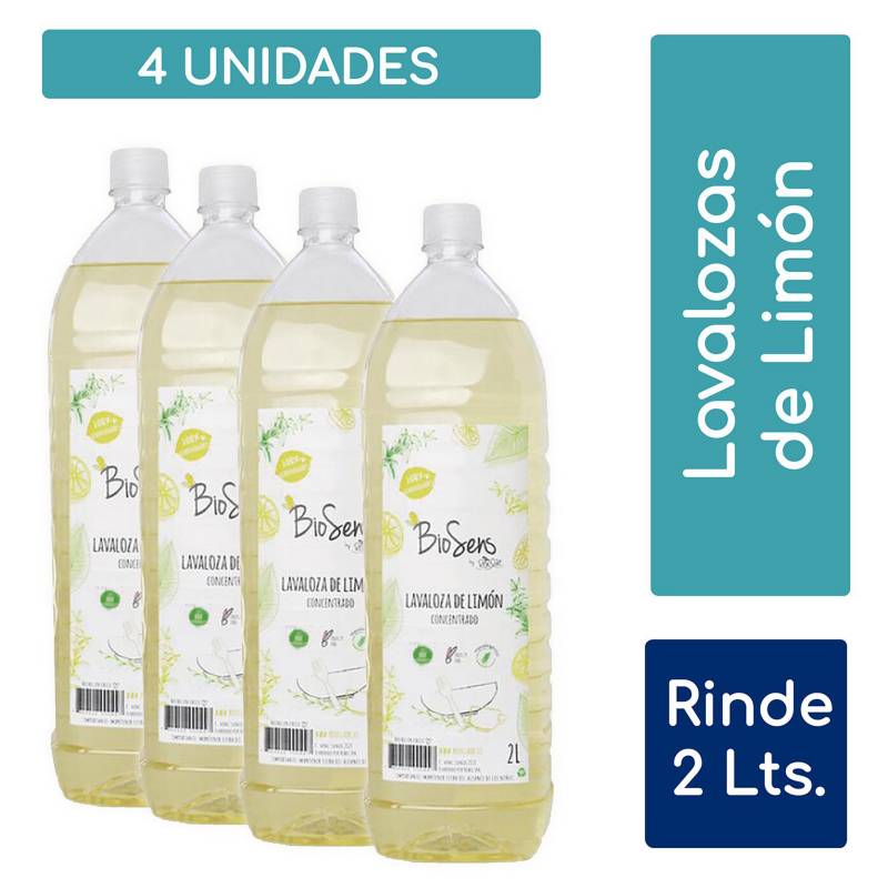 BIOSENS - Pack 4 Lavalozas Limón biodegradable 2L