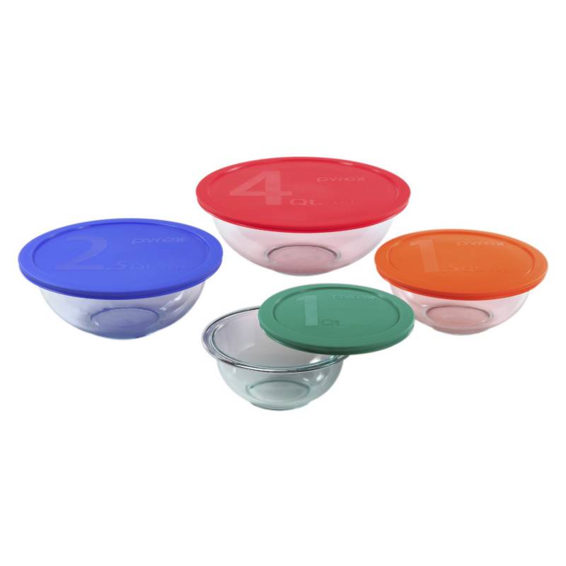 PYREX - Set de 4 Bowl con Tapa Colores Pyrex