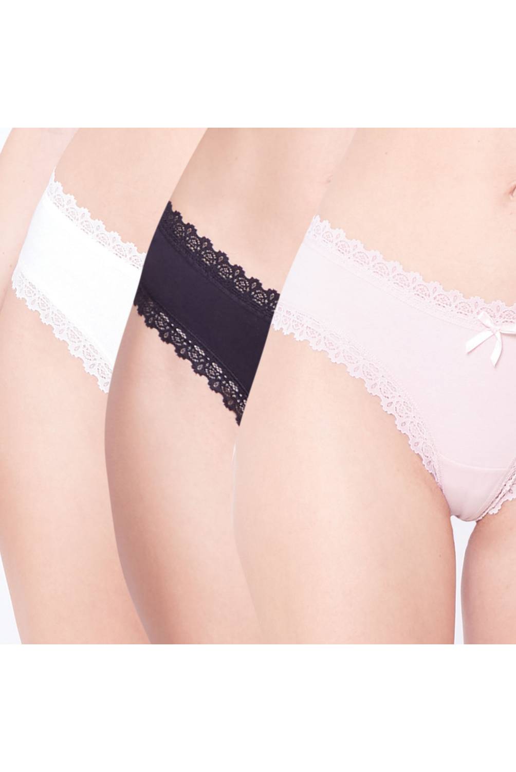 Pack De Tres Tangas Algodón Marca Intime Mujer Color Nude