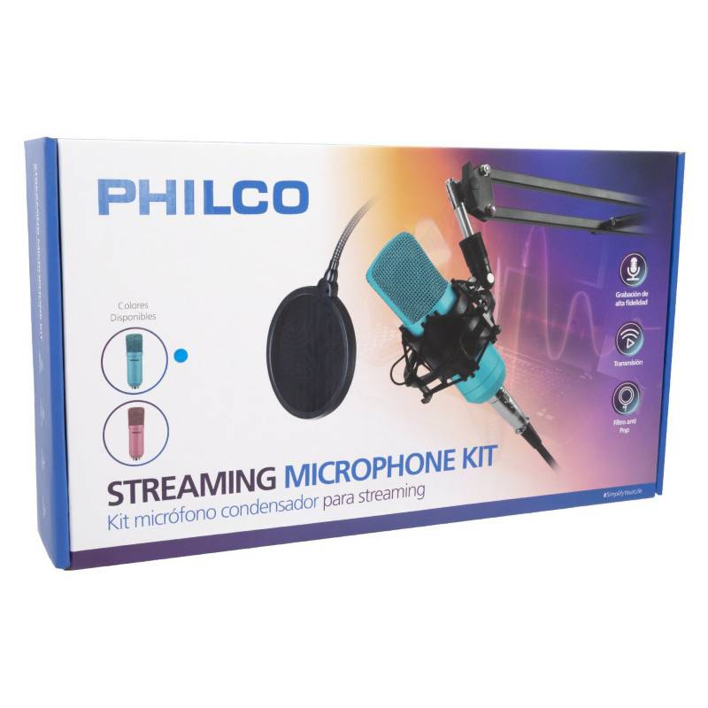 PHILCO - Kit De Micrófono Azul  Studio Philco