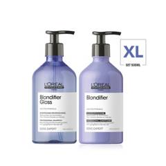 LOREAL PROFESSIONNEL - Set Cabello Rubio Blondifier Serie Expert Shampoo Gloss 500 ml+ Acondicionador 500 ml