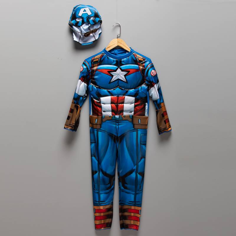 GLAM - Disfraz Halloween Capitán América Deluxe Talla 7/8 Glam