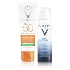 VICHY - Set Protector Solar Facial Capital Soleil Matificante 3 en 1 SPF50 50ml + Agua Termal 50ml