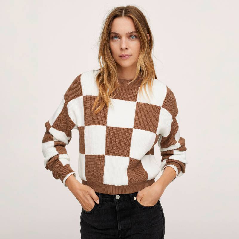 MANGO - Sweater Punto Cuadros Chess Mujer