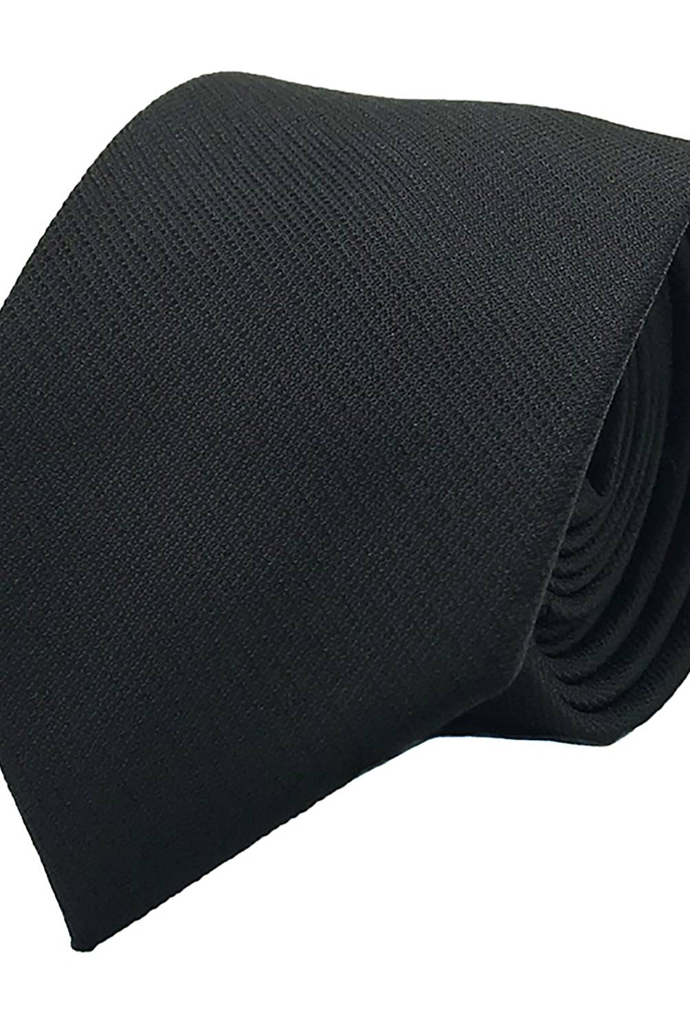 BASEMENT - Corbata Lisa Negra Microfibra 7 Cm