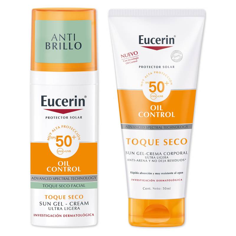 EUCERIN - Set Protector Solar Facial Anti Brillo Oil Control SPF50 50ml + Protector Facial Facial Toque Seco SPF50 50ml Eucerin