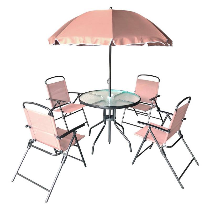 NOVAHUS - Juego de comedor plegable con parasol rosa oscuro