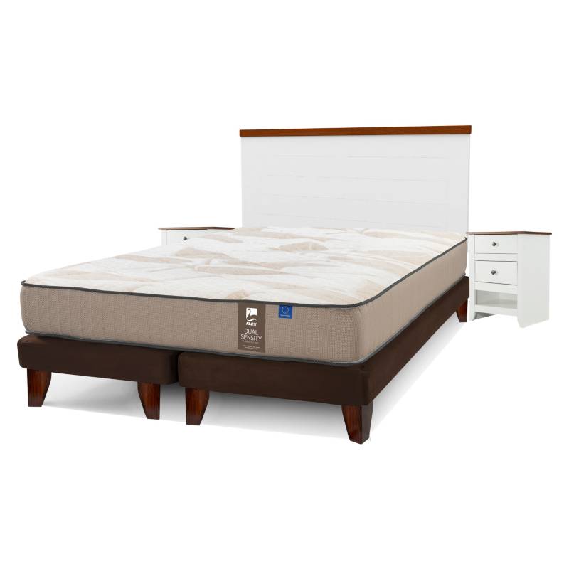 Cama Europea Chocolate Innova 2 Plazas Box Base Dividida