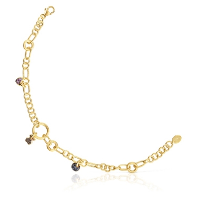 Cadena CUBANA Pulsera De Oro De 14k Vermeil Con Broche De