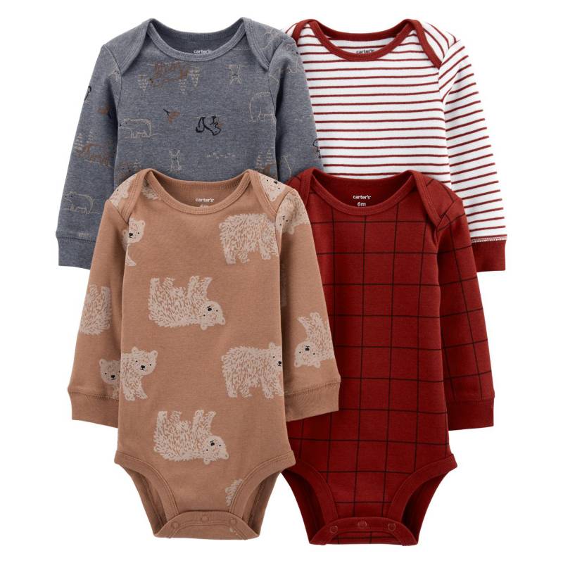 Carters Pack De Bodys 4 Unidades Estampados Bebe Niño 