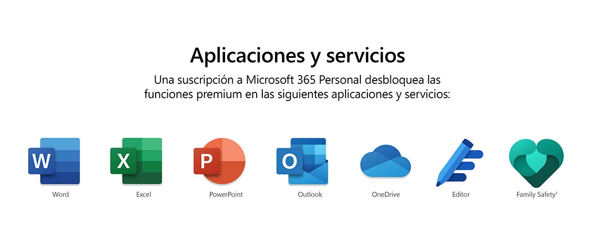 Haz más con las aplicaciones premium de Office, almacenamiento en la nube y seguridad.