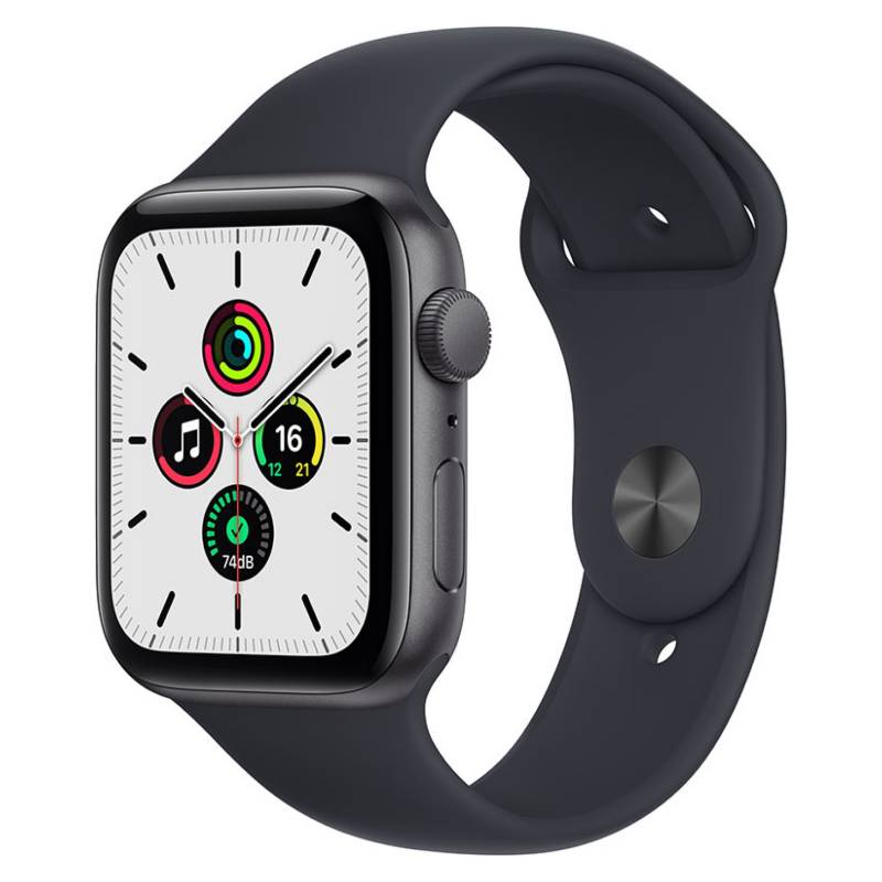 APPLE - Apple Watch SE (44mm, GPS) - Caja aluminio gris espacial - Correa deportiva azul medianoche
