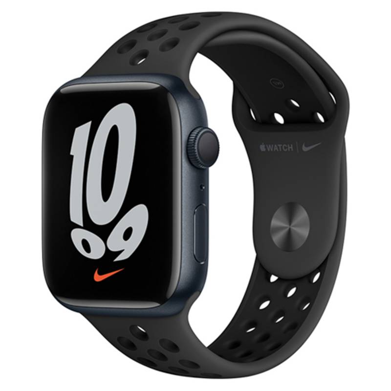 APPLE - Apple Watch Nike series 7 (45mm, GPS) - Caja aluminio azul medianoche - Correa deportiva Nike color carbono/negro