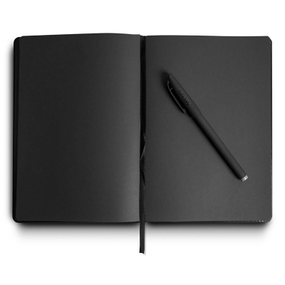 Cuaderno Hojas Negras A5 Planner Con 2 Lápices