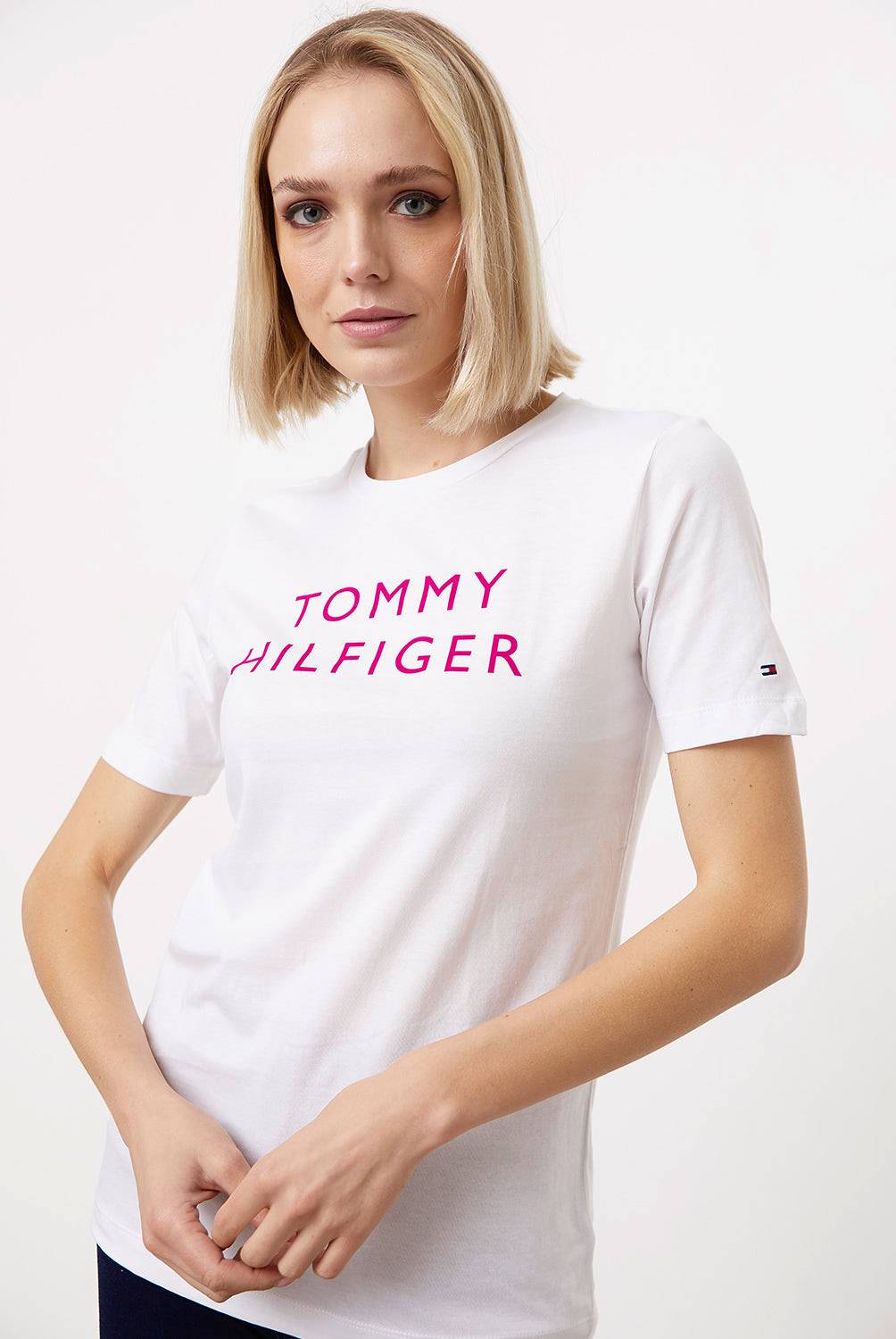 TOMMY HILFIGER - Tommy Hilfiger Polera Estampada Logo Manga Corta Mujer