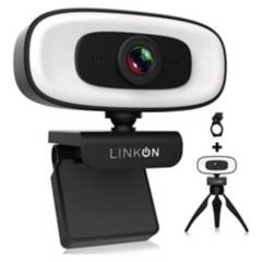 LINKON - Webcam Camara Web 2K Aro de Luz Microfono