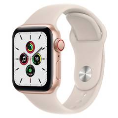 APPLE - Apple Watch SE (40mm, GPS + Cellular) - Caja Aluminio Color Oro - Correa Deportiva Blanco Estelar