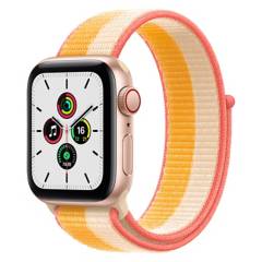 APPLE - Apple Watch SE (40mm, GPS + Cellular) - Caja Aluminio Color Oro - CorreaLoop Deportiva Maíz/ Blanco